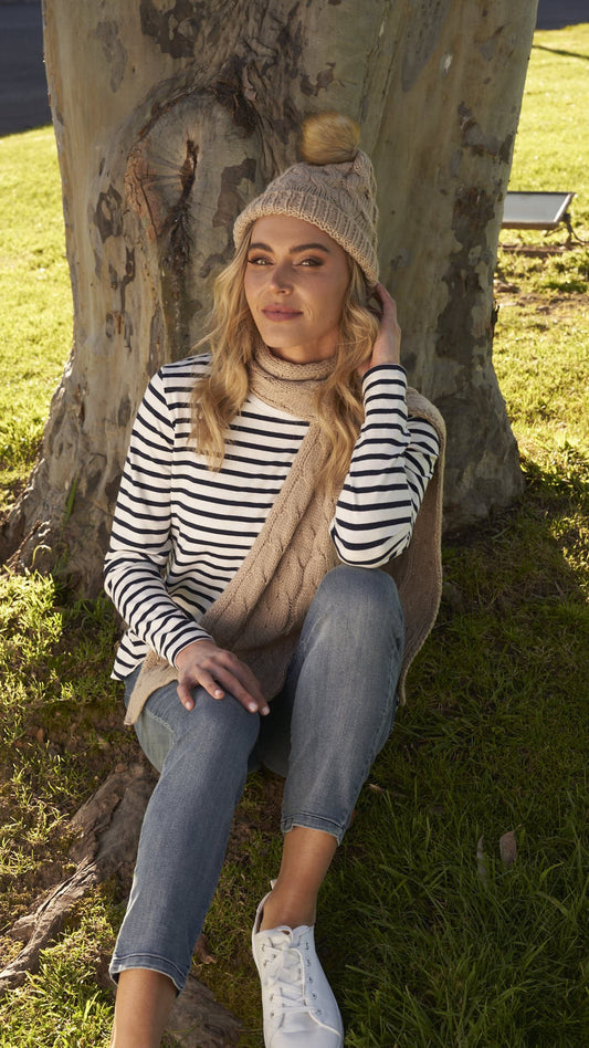 NEW Elsie Beanie - Oat | Betty Basics | Our favourite Elsie Beanie in two new colours - your winter wardrobe's new fave accessory! Keep cosy and stylish with this fun and versatile accessory. Elie's best f