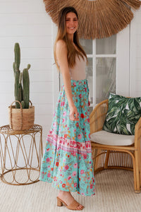 Elliana Skirt - Aqua & Pink