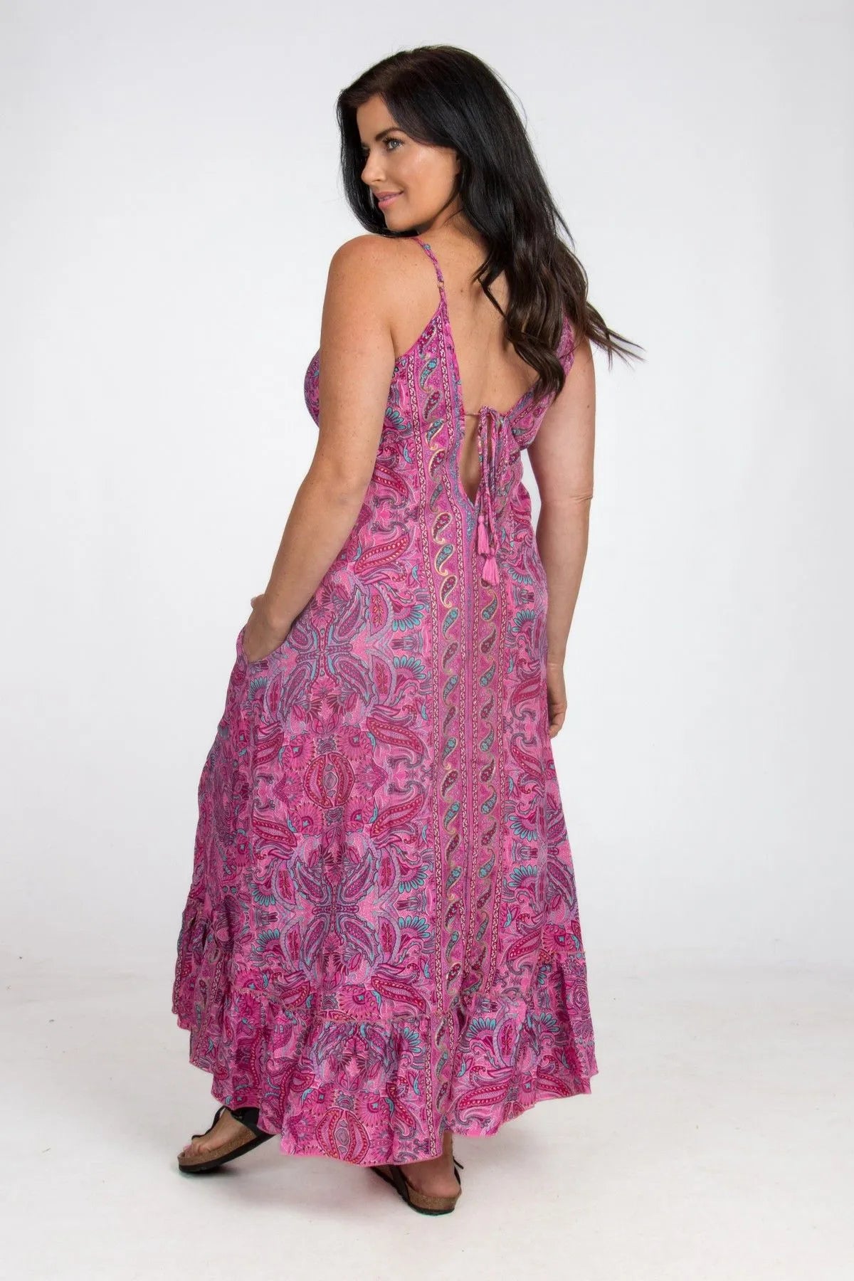 Marceline Boho Pocket Dress - Fuchsia