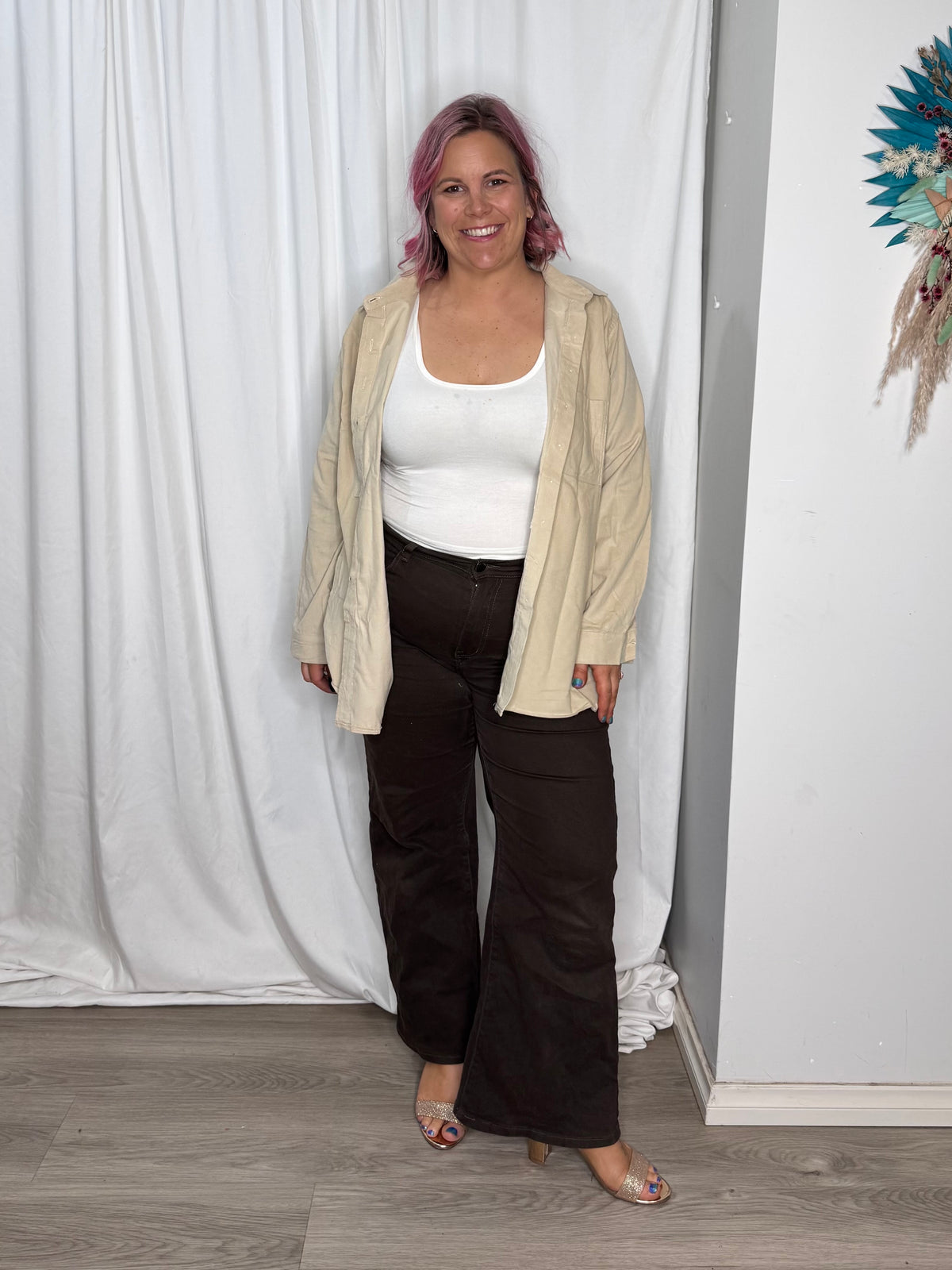 Sloane Cord Shacket - Sand