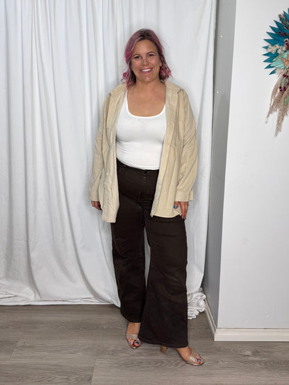 Sloane Cord Shacket - Sand
