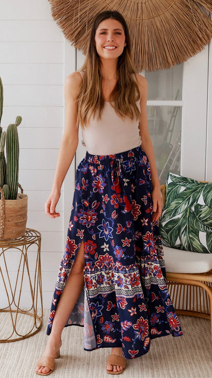 Diana Skirt - Navy Floral