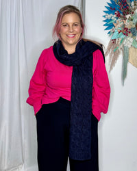 NEW Thelma Scarf - Navy | Betty Basics | Crowd pleaser Thelma Scarf in two new colours - your winter wardrobe's new fave accessory! Keep cosy and stylish with this fun and versatile accessory. Thelma's best