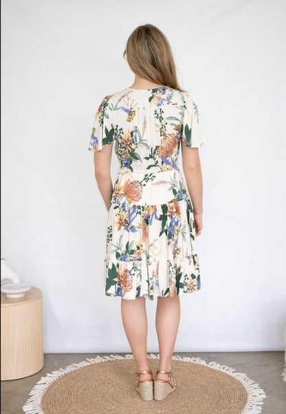 Selma Dress - White Botanicals