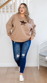 Star Sequin Sweat - Beige