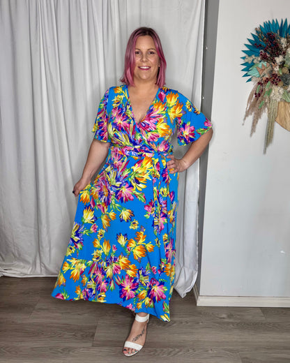 Havana Wrap Dress - Tropical Blue