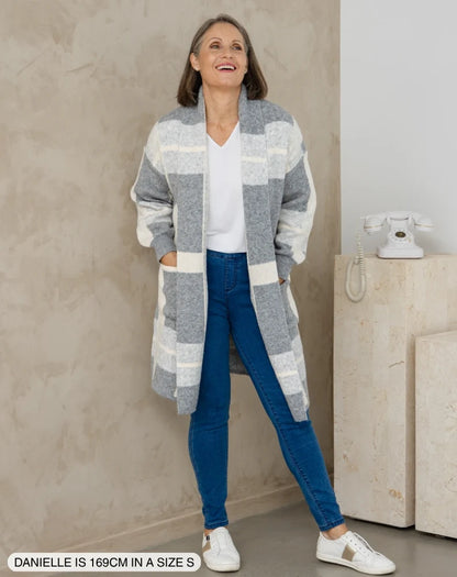Checked Cardi - Grey