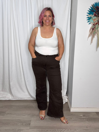 Cindi Wide Leg Jean - Brown