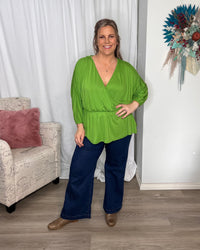 Bayeaux Wrap Top - Green | Betty Basics | The Bayeaux Top combines a classic shape with a comfortable fit, making this the go to when pairing with your fave bottoms
Features:

Faux wrap (breastfeeding friend