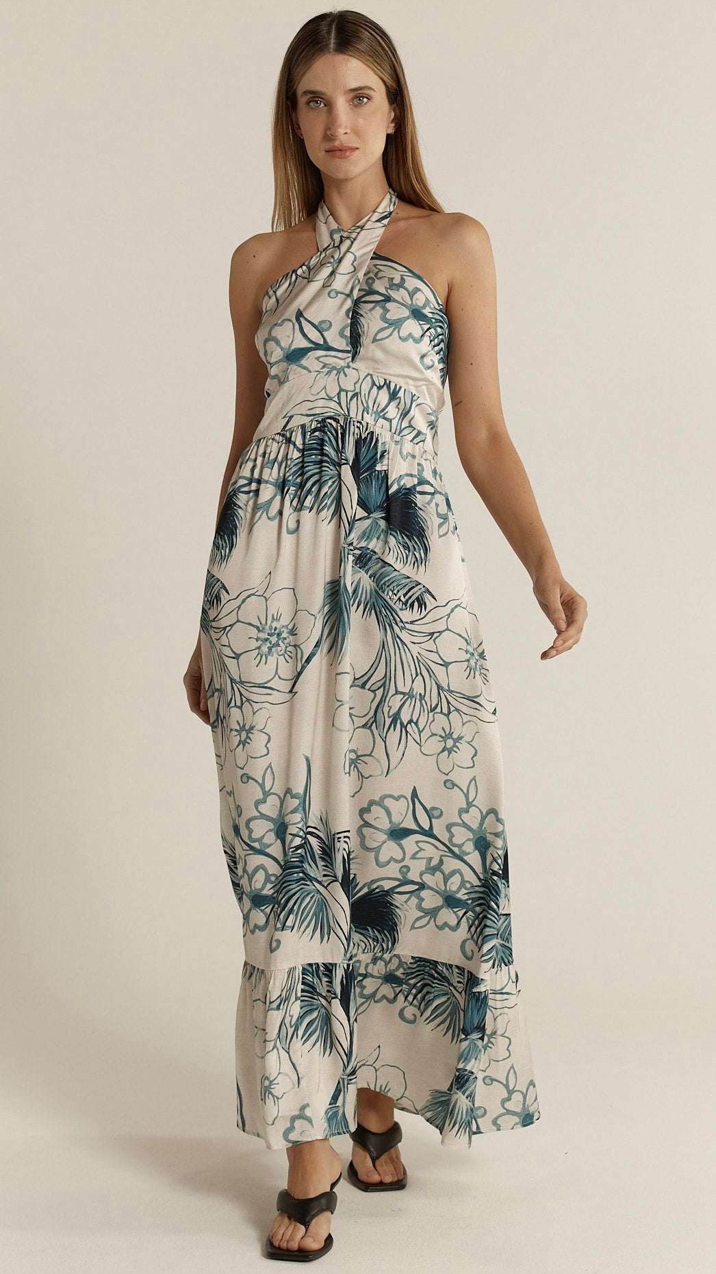 Solstice Palms Halter Dress - Palm Print