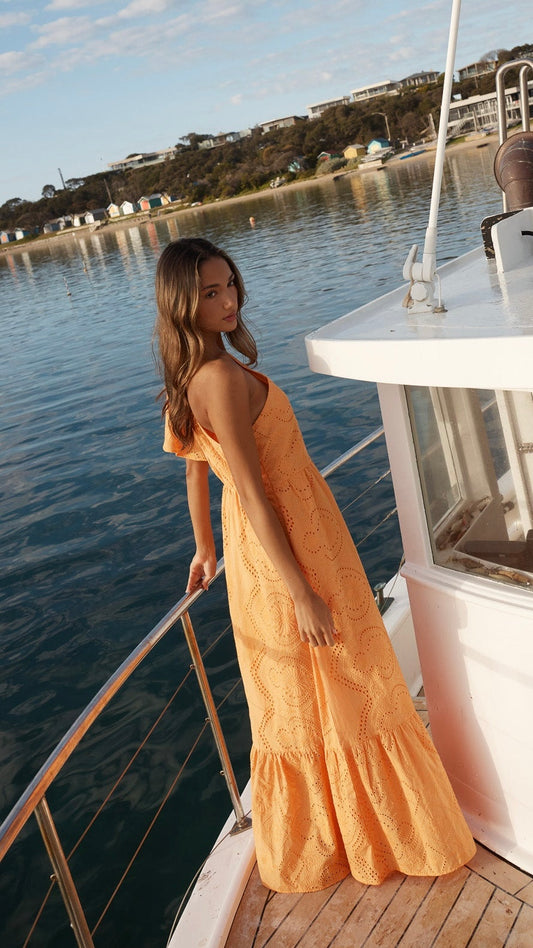 Riva One Shoulder Maxi Dress - Orange