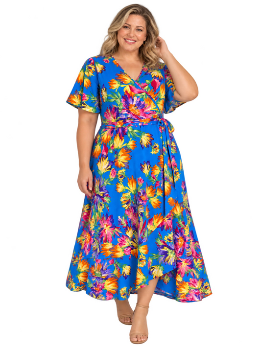 Havana Wrap Dress - Tropical Blue