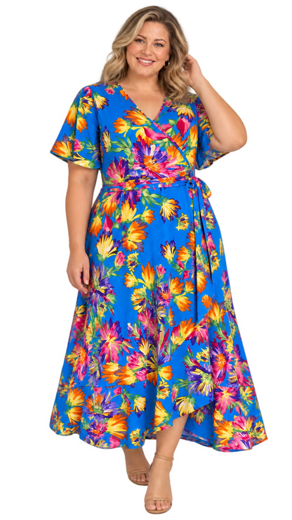 Havana Wrap Dress - Tropical Blue