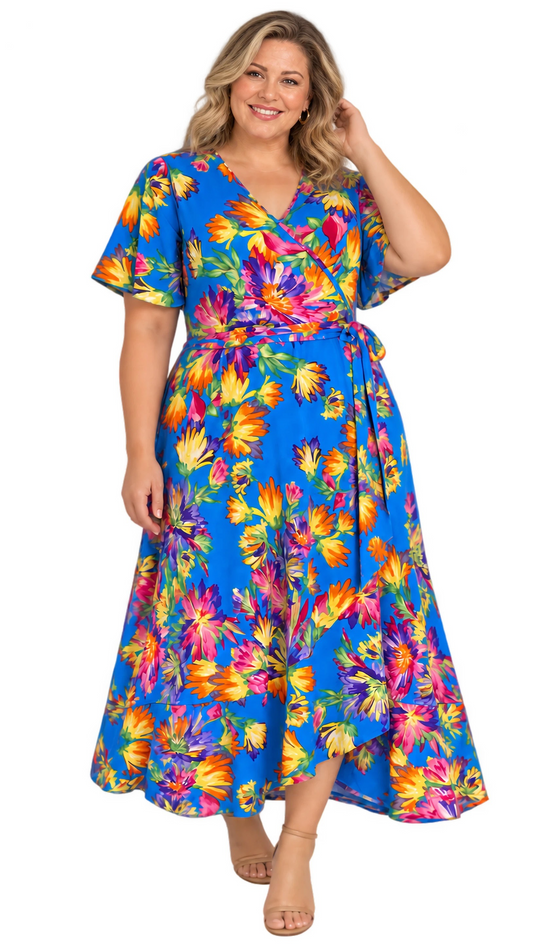Havana Wrap Dress - Tropical Blue