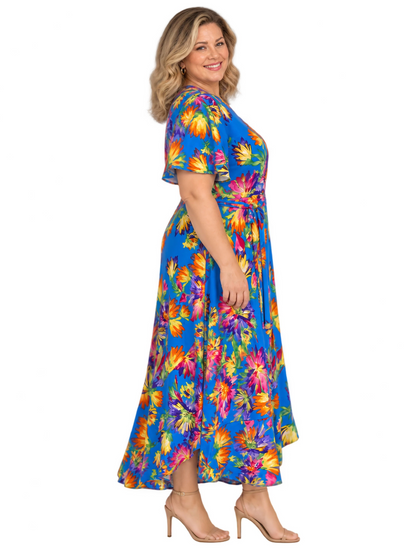 Havana Wrap Dress - Tropical Blue