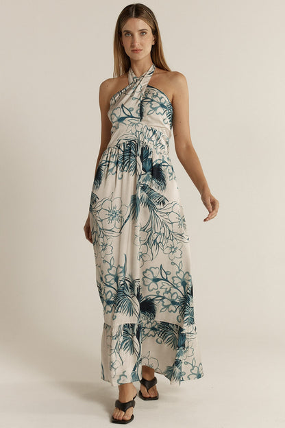 Solstice Palms Halter Dress - Palm Print