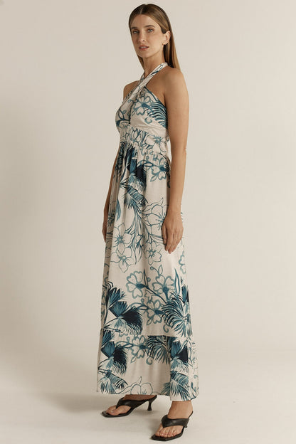 Solstice Palms Halter Dress - Palm Print