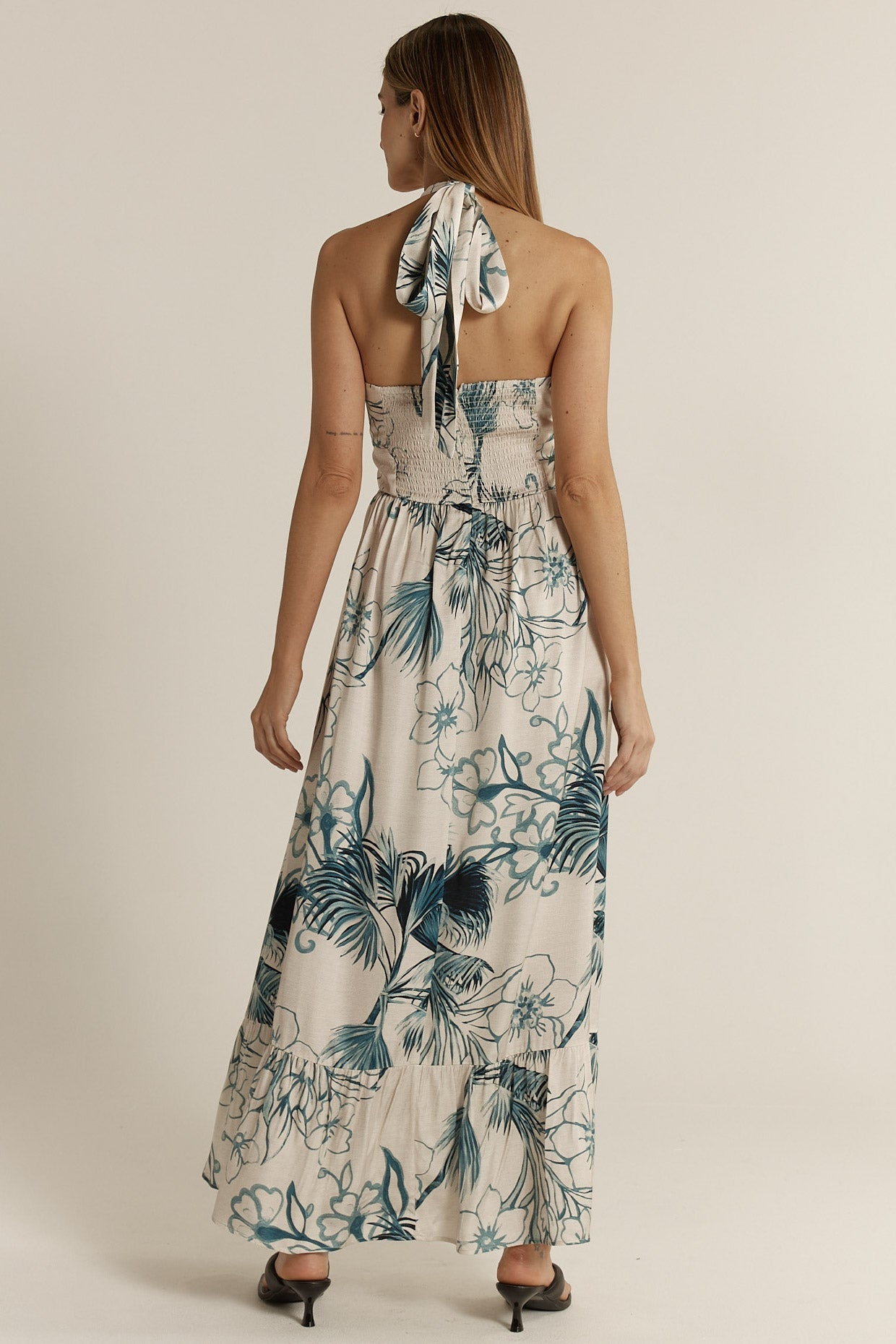 Solstice Palms Halter Dress - Palm Print