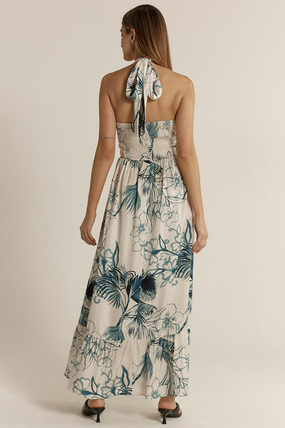 Solstice Palms Halter Dress - Palm Print