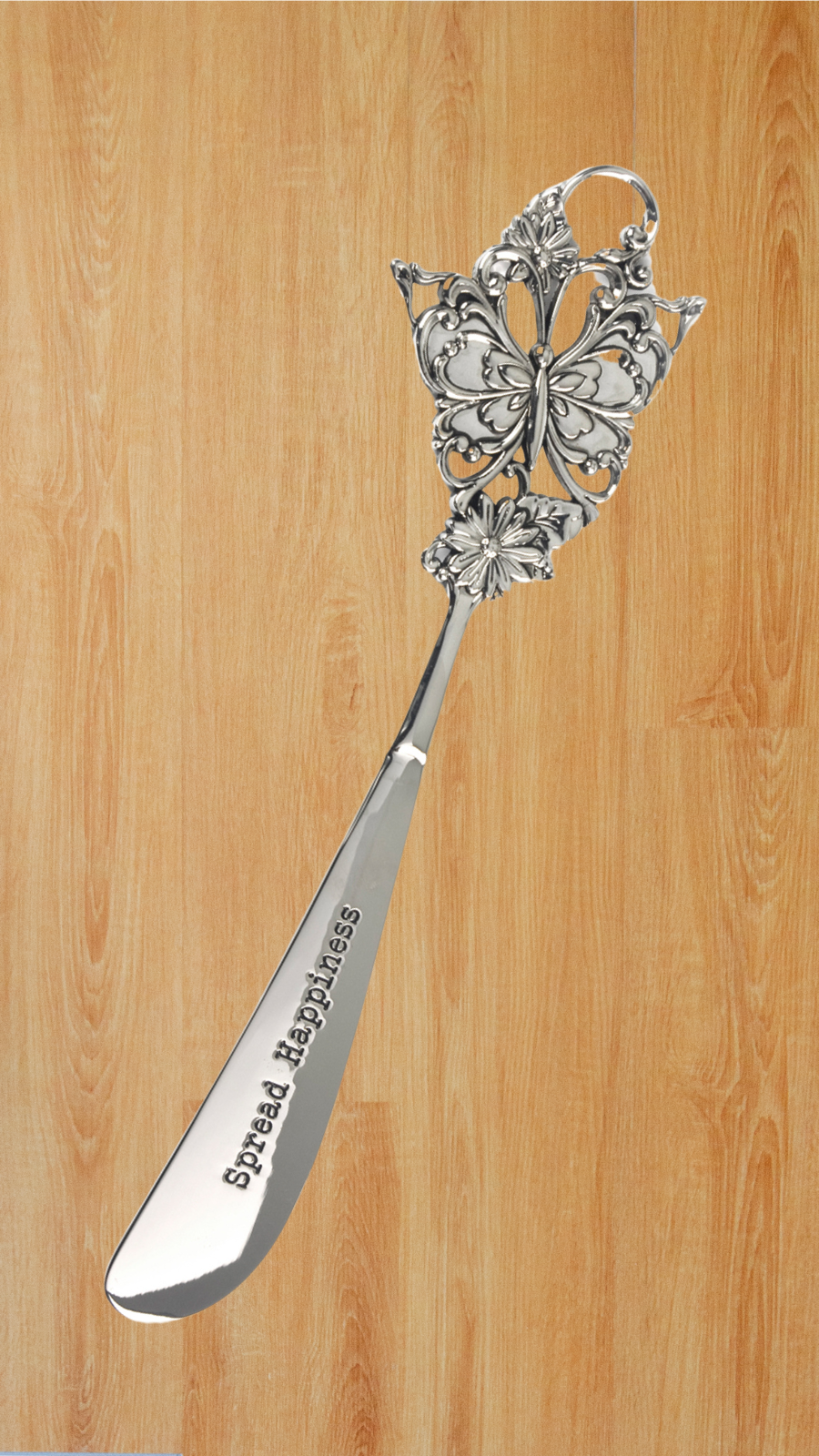 Spreader / Cheese Knife | Ciao Bella Dresses | Spread happy vibes with these Tamboril spreaders / cheese knives. Each knife comes in a cardboard gift box and is engraved with a positive saying
Butterfly - Spread 