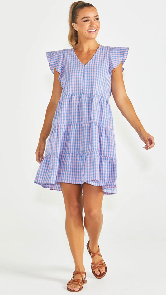 Phillipa Dress - Blue and Pink Gingham