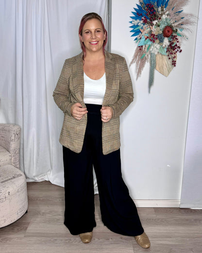 *NEW* Portsea Stretch Blazer - Mocha Plaid | Betty Basics | It doesn't get more classic than this versatile layering piece. We call it the Goldilocks of blazers: not too big, not too small and structured enough to wear over a