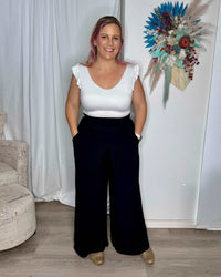 *NEW* Bonnie Pants | Bee Maddison | The Bee Maddison Bonnie Pants in black are a beautifully cut wide leg pant, elevated by the viscose fabrication. Every detail has been considered including the flatt