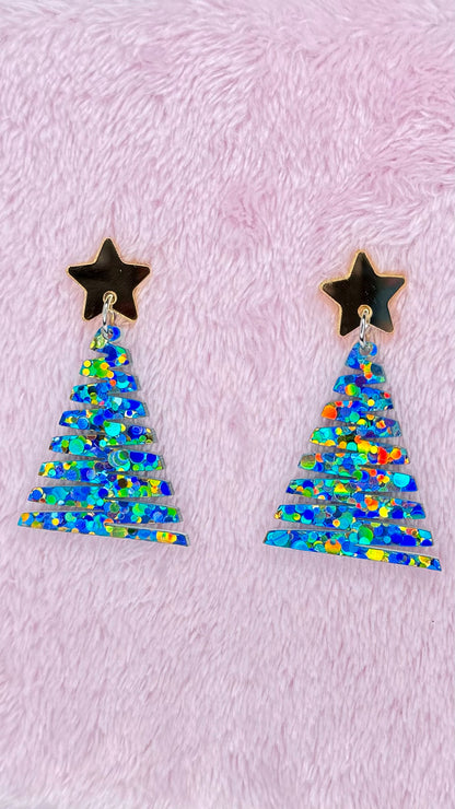 Christmas Tree Dangles - Zig Zag Aqua