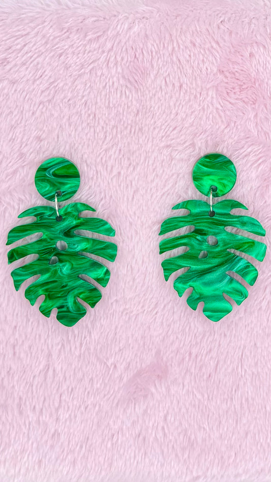 Acrylic Dangle Earrings - Monsteras