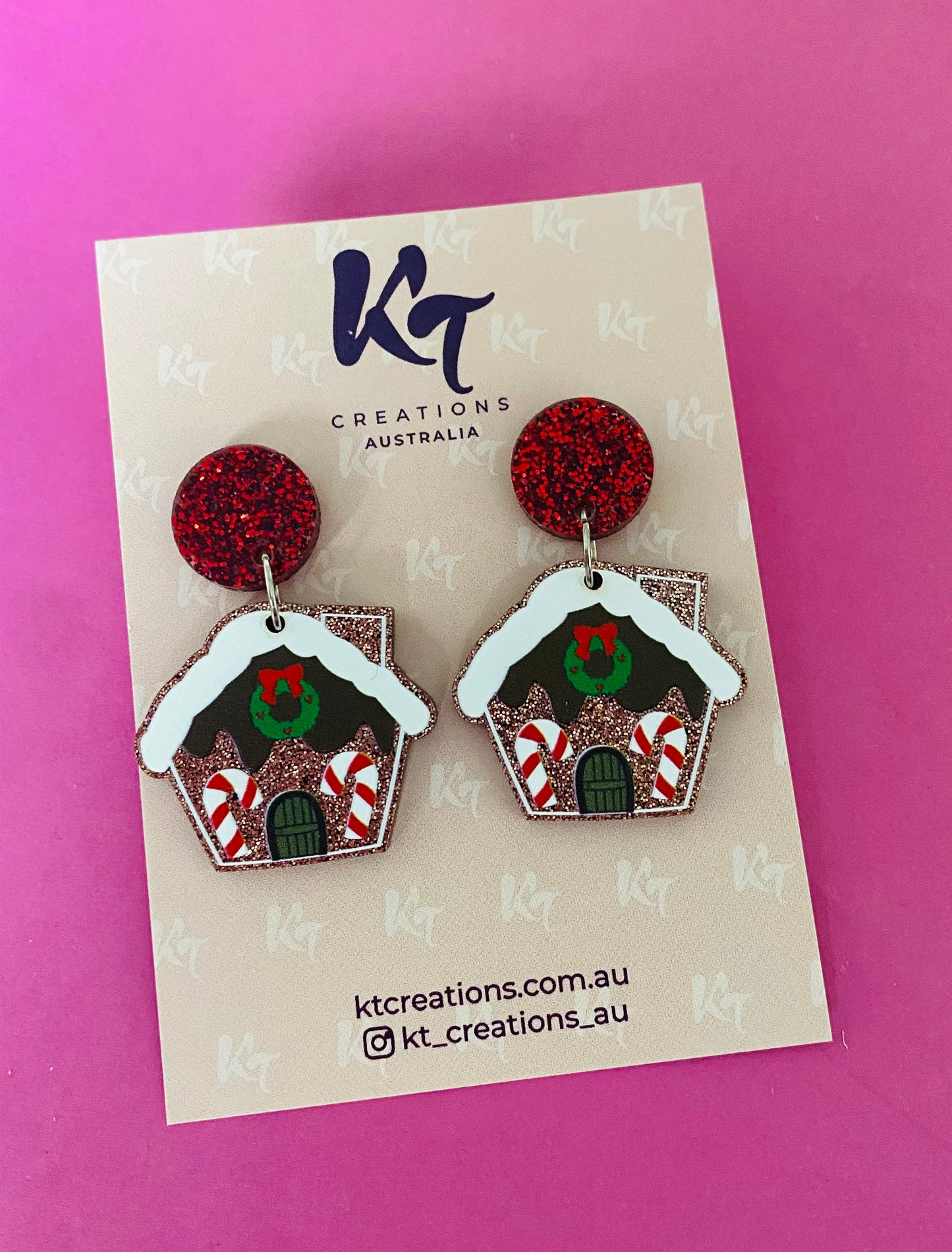 Gingerbread House Christmas Earrings