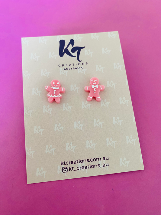 KT Gingerbread Men Acrylic Mini Stud Earrings - KT463