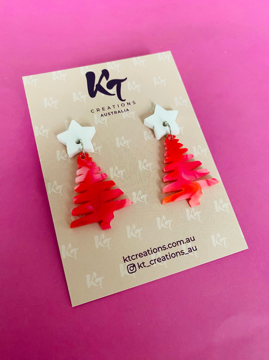 KT Christmas Tree Mini Earrings - KT485 - Strawberry Swirl