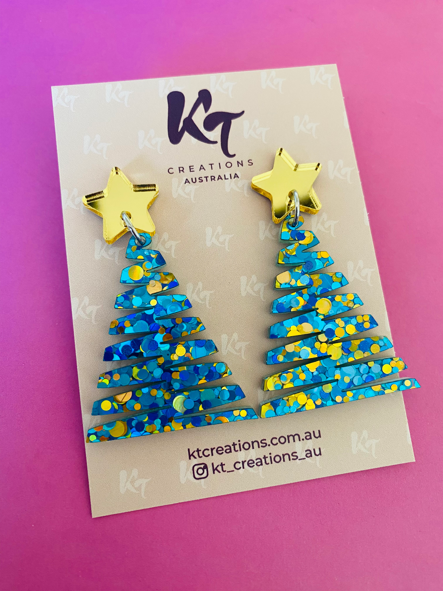 Christmas Tree Dangles - Zig Zag Aqua