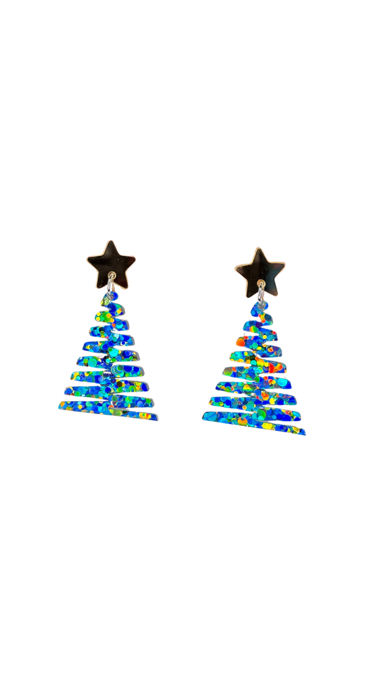 Christmas Tree Dangles - Zig Zag Aqua