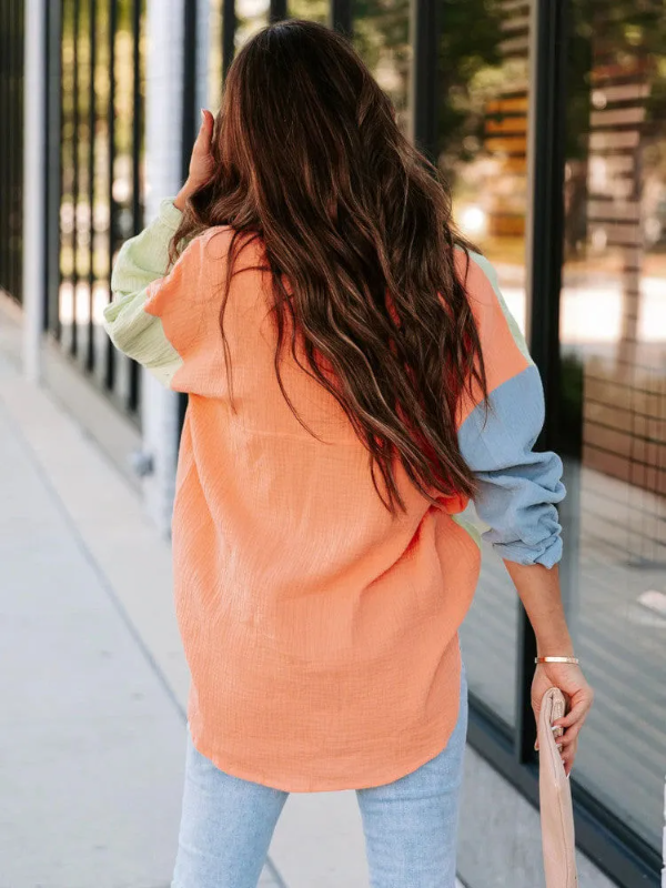 Maui Colourblock Shirt - Peach Lime