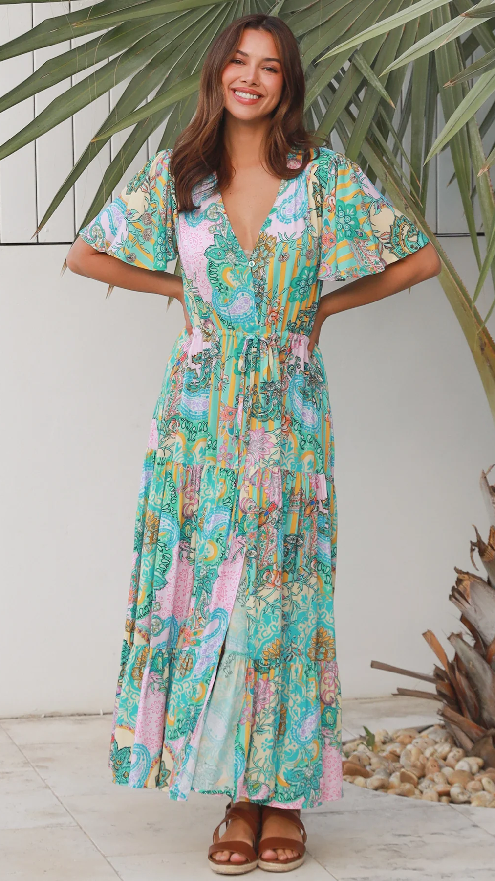 Mykah Maxi Dress - Aqua Paisley