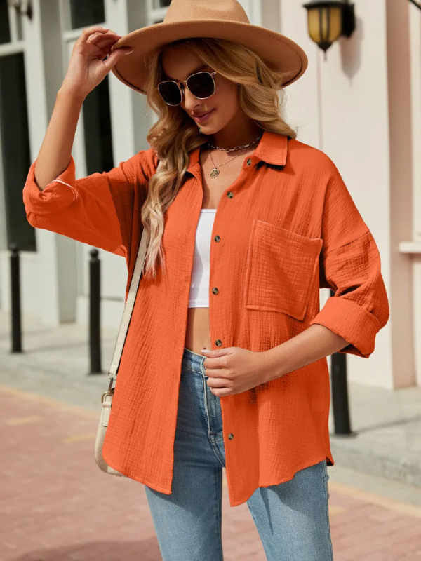 Oahu Crinkle Shirt - Orange