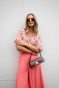 **NEW** Ashley V-Neck Top: Elevate your casual chic with the Ashley V-Neck Top! Designed for a relaxed fit, this top features a flattering V neckline and playful fluted short sleeves for a tou - Ciao Bella Dresses - Sass Clothing