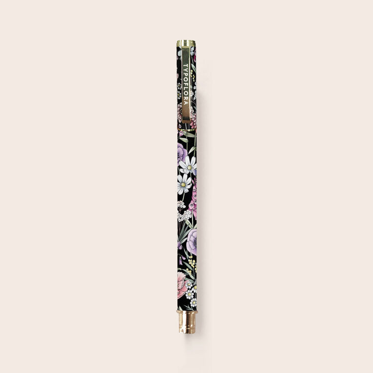 Typoflora Rollerball Pen | Typoflora | Compliment your Typoflora notebook with a refillable rollerball pen in a gorgeous floral print

premium rollerball pen with refillable 0.5mm tip, black ink
stainless