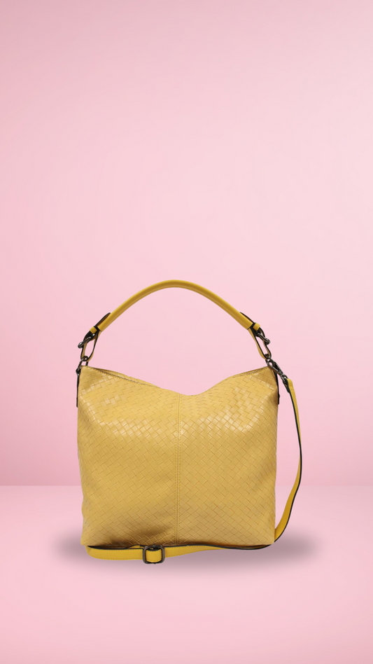 Tegan Woven Shoulder Bag - Yellow