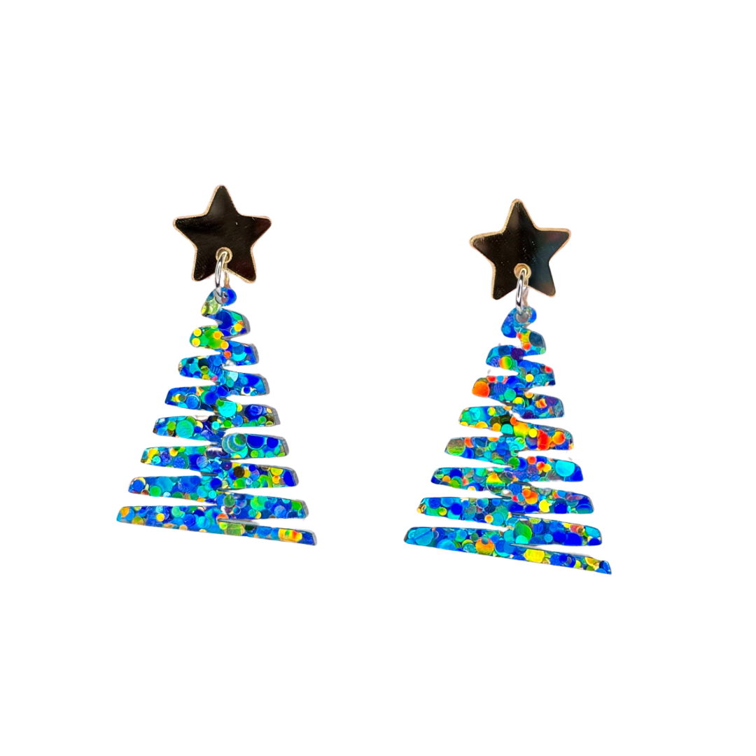 Christmas Tree Dangles - Zig Zag Aqua