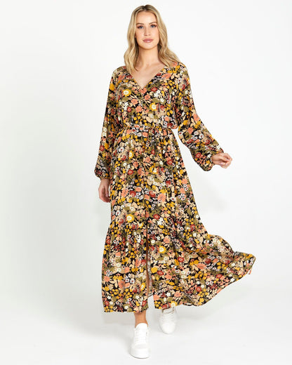 Brigitte Balloon Sleeve Maxi Dress | Sass Clothing | Get ready to turn heads in the Brigitte Balloon Sleeve Maxi Dress! This timeless and chic style features a flattering and floaty silhouette, a maxi length, and a rem