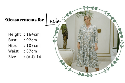 **NEW** Shae Midi Dress: Stand-out in Shae, our new midi dress design in green &amp; white floral print. A square cut neckline, shirred bodice and flutter sleeve are beautifully complimented - Ciao Bella Dresses 