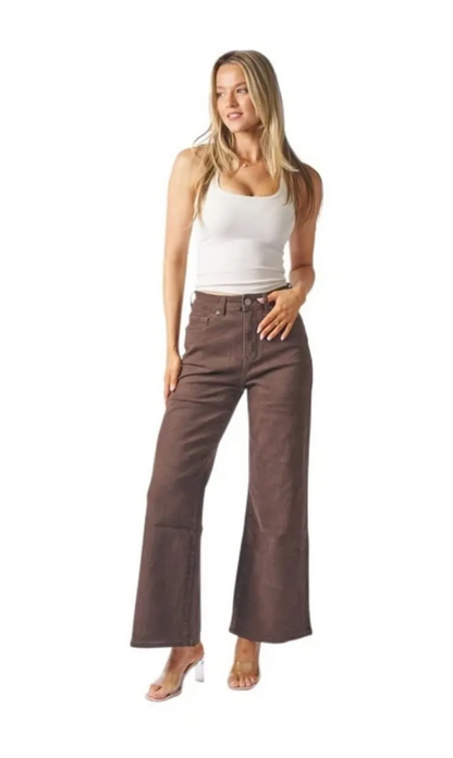 Cindi Wide Leg Jean - Brown