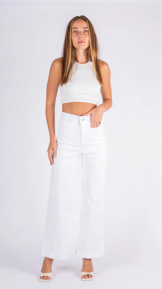 Kara Wide Leg Jean - White