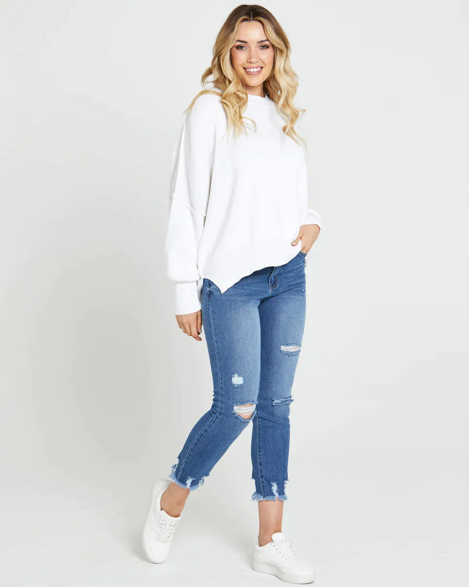 Marie Oversized Knit Top: Hey girl, ready to get cozy and cute? Meet the Marie Oversized Knit Top - your new BFF for lazy days and chill nights. Oversized is IN, so embrace those comfy vibes  - Ciao Bella Dresses 