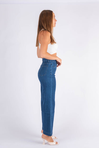 Kara Wide Leg Jean: The Kara Jeans are a fabulous choice for anyone looking for a comfortable and stylish pair of denim pants. They are fashionable and versatile, suitable for any seaso - Ciao Bella Dresses - Wakee Denim