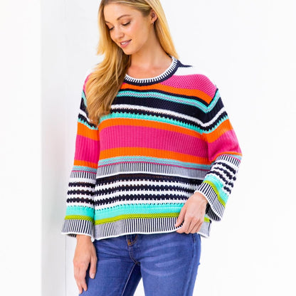 Gracie Knit Jumper - Pink | Label of Love | No drab colours this season! The Gracie Knit is a relaxed fit knit in two bright and cheerful prints
Features:

Short lenth
Wide sleeves

Sizing: Gracie is a relaxed