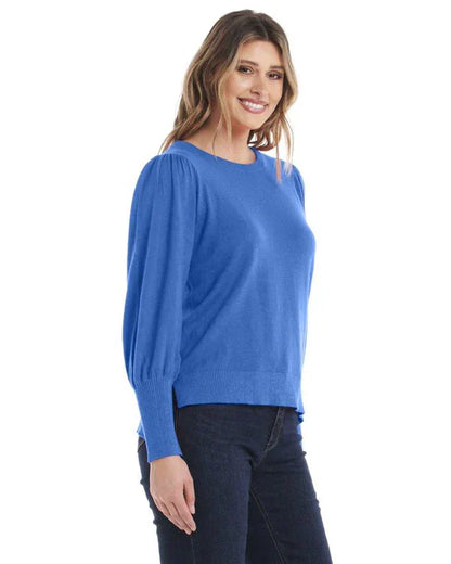 Charlotte Knit Jumper - Royal Blue | Betty Basics | This relaxed fit jumper features a crew neckline and unique balloon sleeves, perfect for adding some pizazz to your autumn wardrobe. Made from the softest material, 