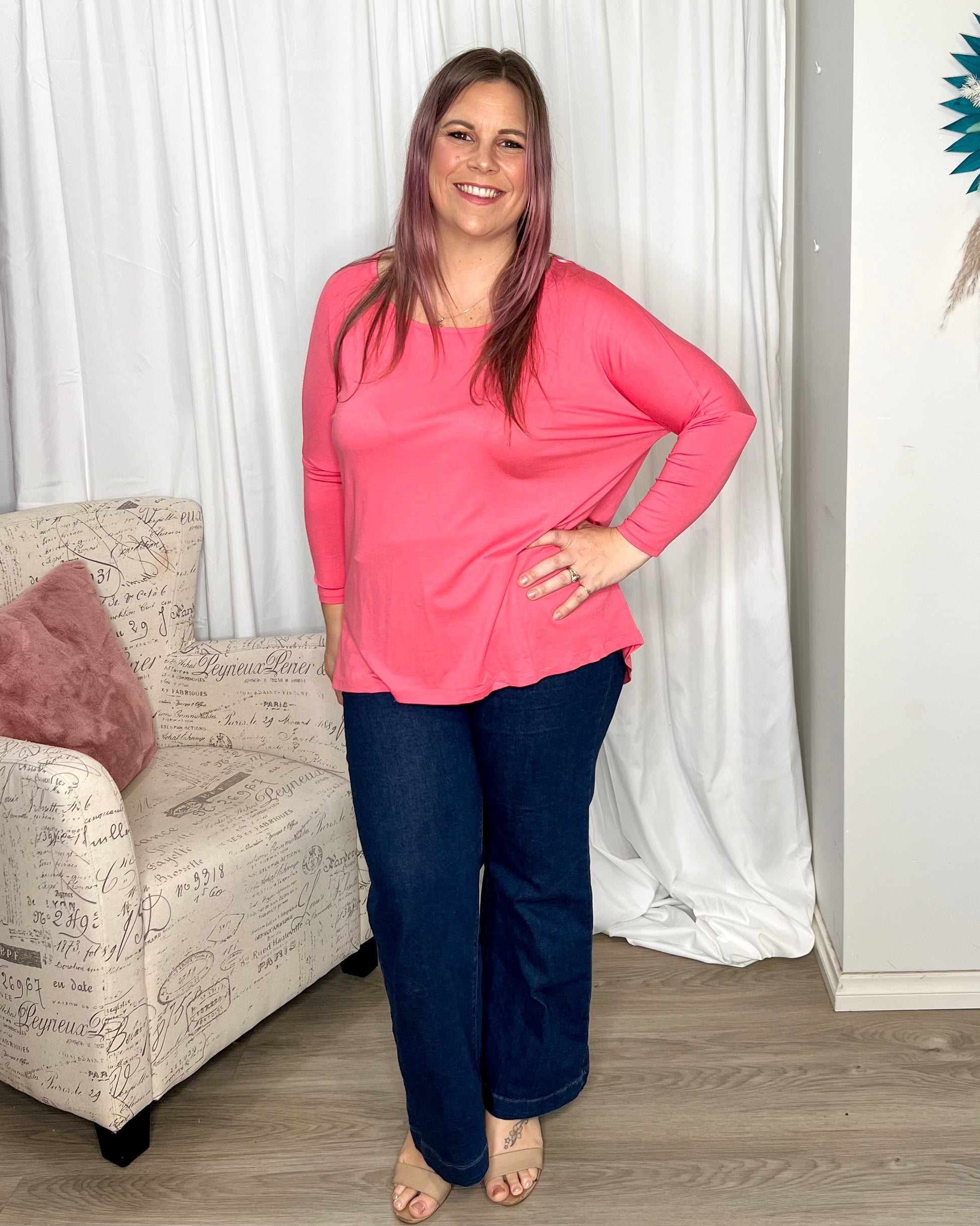 Milan 3/4 Sleeve Top: 
The Milan is a classic mix-and-match staple that can be worn all year round. Featuring a ¾ sleeve length this style is ready for work or play!
Features:


Relaxed D - Ciao Bella Dresses - Betty Basics
